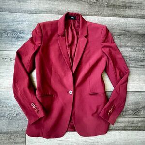 Theory Blazer Wool Crimson Lined Pockets Work Wear Office Jacket Professional